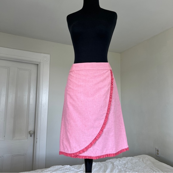 J. Crew Oxford Nantucket Ruffle Pencil Skirt in Pink and Red, 12 - Picture 3 of 13